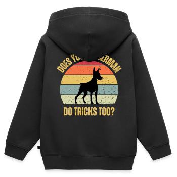 Macht dein Dobermann auch Tricks - Kinder Premium Organic Zip Hoodie - Schwarz - Hinten - AI Model Kid Male (0cm)