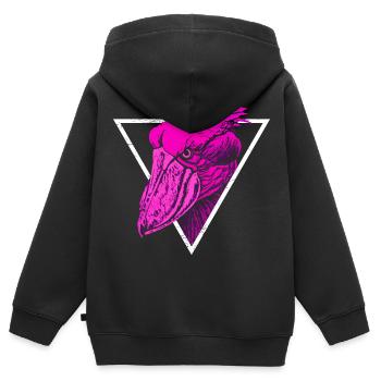 Oiseau bec-en-sabot - Sweat Premium à capuche zippé enfant bio - noir - Dos - AI Model Kid Male (0cm)