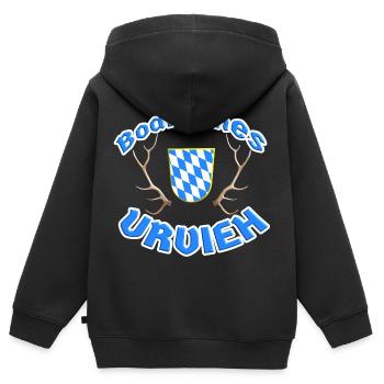 Boarisches Urvieh - Bayerisches Urvieh - Kinder Premium Organic Zip Hoodie - Schwarz - Hinten - AI Model Kid Male (0cm)