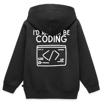 Id Rather Be Coding - Kids Premium Organic Zip-up Hoodie - black - Back - AI Model Kid Male (0cm)