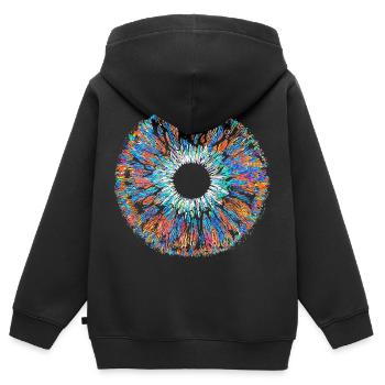 Iris oculaire coloré tous voyant la pupille de mandala - Sweat Premium à capuche zippé enfant bio - noir - Dos - AI Model Kid Male (0cm)