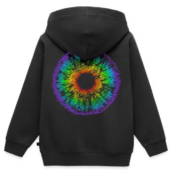 Rainbow Eye, Iris, LGBT, Gay Pride, Mandala - Kids Premium Organic Zip-up Hoodie - black - Back - AI Model Kid Male (0cm)