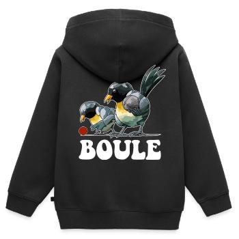Boules de boules de boules pour pétanque - Sweat Premium à capuche zippé enfant bio - noir - Dos - AI Model Kid Male (0cm)