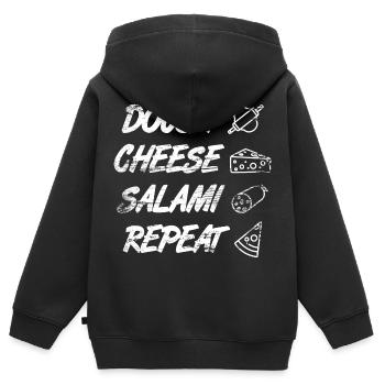 Dough Cheese Salami Repeat - Kinder Premium Organic Zip Hoodie - Schwarz - Hinten - AI Model Kid Male (0cm)