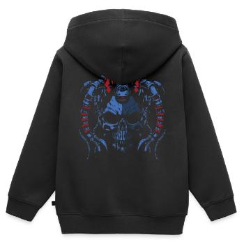 SKUL Rot Blau - Kinder Premium Organic Zip Hoodie - Schwarz - Hinten - AI Model Kid Male (0cm)
