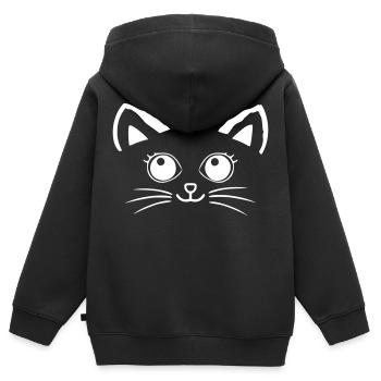 Katzengesicht - Kinder Premium Organic Zip Hoodie - Schwarz - Hinten - AI Model Kid Male (0cm)