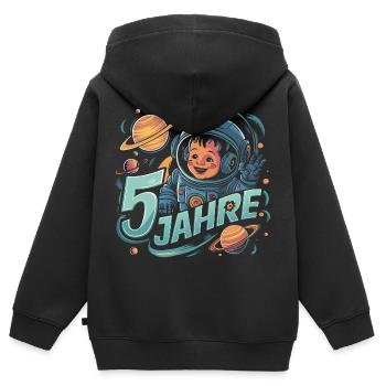 5 Jahre Kleiner Astronaut im Weltraum und Sterne - Kinder Premium Organic Zip Hoodie - Schwarz - Hinten - AI Model Kid Male (0cm)