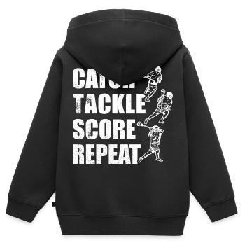 Lacrosse Spiel - Kinder Premium Organic Zip Hoodie - Schwarz - Hinten - AI Model Kid Male (0cm)