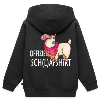 My Official (l)afshirt, Sleeping Pyjamas Llama - Kinder Premium Organic Zip Hoodie - Schwarz - Hinten - AI Model Kid Male (0cm)