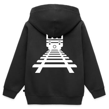 Railway Drawing - Kids Premium Organic Zip-up Hoodie - black - Back - AI Model Kid Male (0cm)