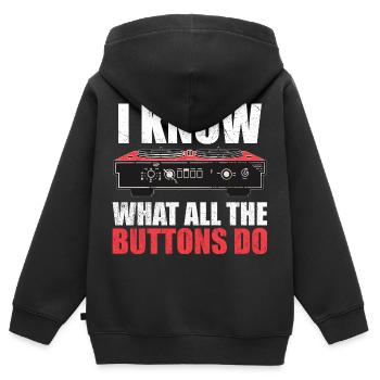 Ich weiß, was alle Tasten tun - Kinder Premium Organic Zip Hoodie - Schwarz - Hinten - AI Model Kid Male (0cm)