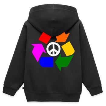 Signe lgbt de paix - signe de paix - Sweat Premium à capuche zippé enfant bio - noir - Dos - AI Model Kid Male (0cm)