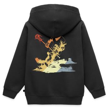 Vintage Lacrosse Spieler - Kinder Premium Organic Zip Hoodie - Schwarz - Hinten - AI Model Kid Male (0cm)