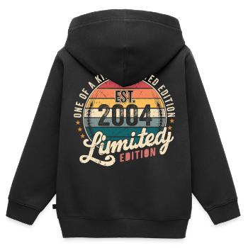 Geburtstagsgeschenk 2004 Jahrgang 2004 Retro 2004 - Kinder Premium Organic Zip Hoodie - Schwarz - Hinten - AI Model Kid Male (0cm)