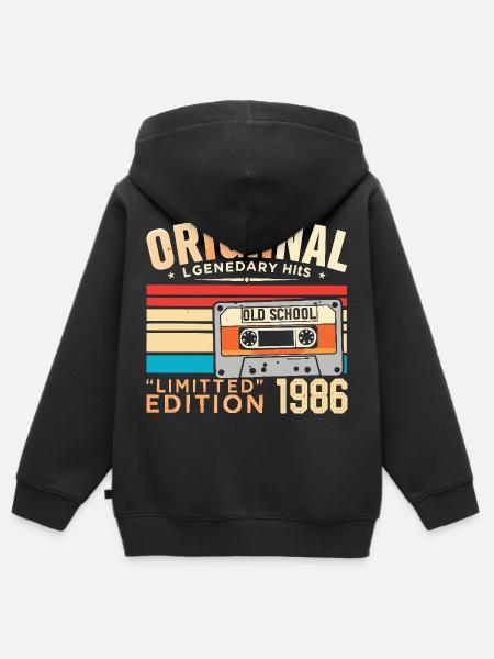 Original 1986, legendarisk siden 1986 Vintage 1986 - Hettegenser Premium med glidelås barn økologisk - svart