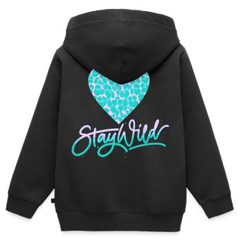 Stay Wild mit Leoparden-Musterherz - Kinder Premium Organic Zip Hoodie - Schwarz - Hinten - AI Model Kid Male (0cm)