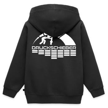 Druckschieber Arc Logo - Kinder Premium Organic Zip Hoodie - Schwarz - Hinten - AI Model Kid Male (0cm)
