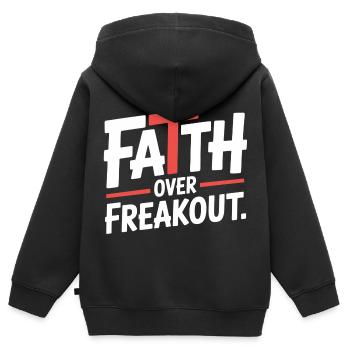 La foi sur la panique La foi en Jésus - Sweat Premium à capuche zippé enfant bio - noir - Dos - AI Model Kid Male (0cm)