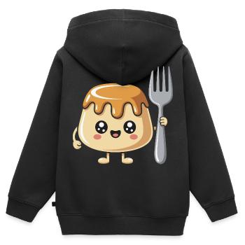 Pudding with fork - Kids Premium Organic Zip-up Hoodie - black - Back - AI Model Kid Male (0cm)