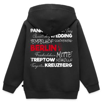 Berlin Retro Stadt und Bär Vintage Urlaub Souvenir - Kinder Premium Organic Zip Hoodie - Schwarz - Hinten - AI Model Kid Male (0cm)