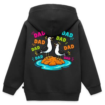 Dad Dad Dad - Lustige Möwen Kinder - Kinder Premium Organic Zip Hoodie - Schwarz - Hinten - AI Model Kid Male (0cm)