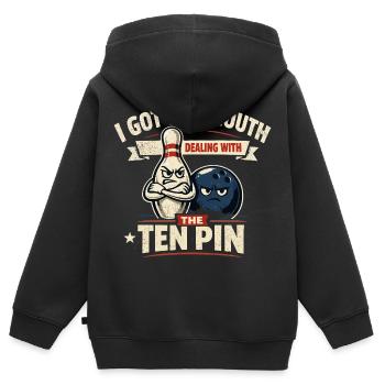 Bowling Humour Drôle Joueur Sport Cadeau - Sweat Premium à capuche zippé enfant bio - noir - Dos - AI Model Kid Male (0cm)
