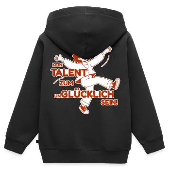 KEIN TALENT ZUM UNGLÜCKLICH SEIN FRAU/Mädchen rot - Kinder Premium Organic Zip Hoodie - Schwarz - Hinten - AI Model Kid Male (0cm)