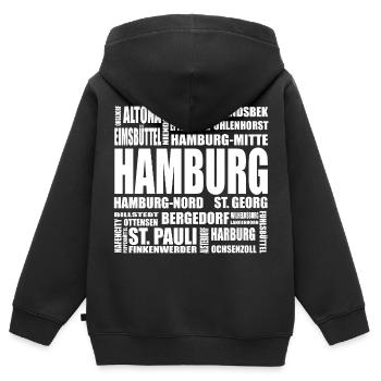 Hamburg auf einen Blick – von Altona bis Wandsbek - Kinder Premium Organic Zip Hoodie - Schwarz - Hinten - AI Model Kid Male (0cm)