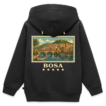 Italien Bosa Vintage Reisemarke - Kinder Premium Organic Zip Hoodie - Schwarz - Hinten - AI Model Kid Male (0cm)