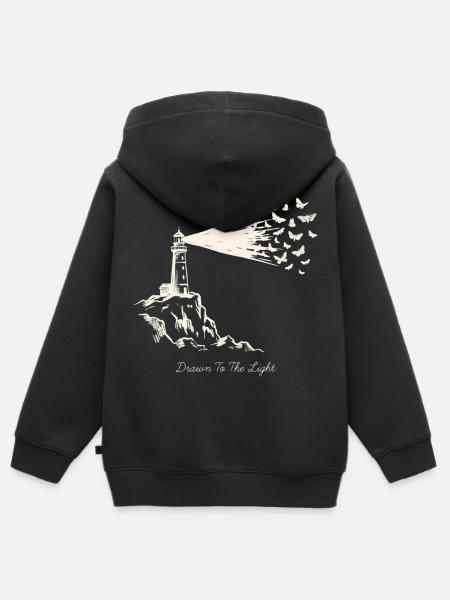 Drawn To The Light Lighthouse - Kinder Premium Organic Zip Hoodie - Schwarz