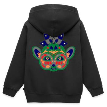 Bunter Lemur - Kinder Premium Organic Zip Hoodie - Schwarz - Hinten - AI Model Kid Male (0cm)