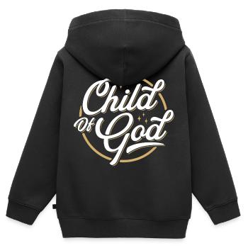 Enfant de dieu - Sweat Premium à capuche zippé enfant bio - noir - Dos - AI Model Kid Male (0cm)