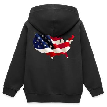 United States - Kids Premium Organic Zip-up Hoodie - black - Back - AI Model Kid Male (0cm)
