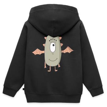Monstres - Sweat Premium à capuche zippé enfant bio - noir - Dos - AI Model Kid Male (0cm)