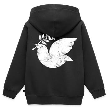 Friedenstaube - Kinder Premium Organic Zip Hoodie - Schwarz - Hinten - AI Model Kid Male (0cm)