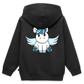 süßer Pegasus - Kinder Premium Organic Zip Hoodie - Schwarz - Hinten - AI Model Kid Male (0cm)