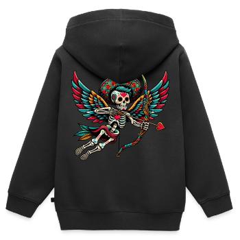 La flèche de Cupidon rassemble les cœurs - Sweat Premium à capuche zippé enfant bio - noir - Dos - AI Model Kid Male (0cm)