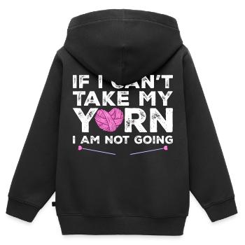 Wenn ich mein Garn nicht nehmen kann, gehe ich nicht - Stricken - Kinder Premium Organic Zip Hoodie - Schwarz - Hinten - AI Model Kid Male (0cm)