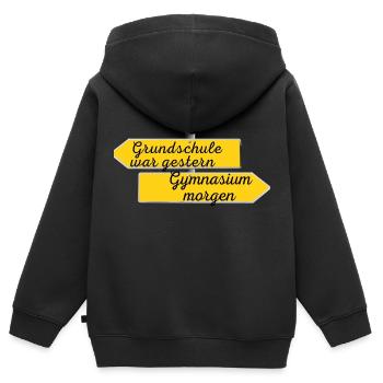 Grundschule war gestern - Kinder Premium Organic Zip Hoodie - Schwarz - Hinten - AI Model Kid Male (0cm)