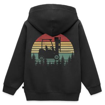 Funny Forklift Driver Art - Forklift Operator - Sweat Premium à capuche zippé enfant bio - noir - Dos - AI Model Kid Male (0cm)
