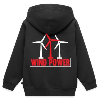 Wind Power - Kinder Premium Organic Zip Hoodie - Schwarz - Hinten - AI Model Kid Male (0cm)