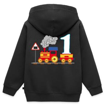 Endlich 1 Jahr erster Geburtstag - Kinder Premium Organic Zip Hoodie - Schwarz - Hinten - AI Model Kid Male (0cm)
