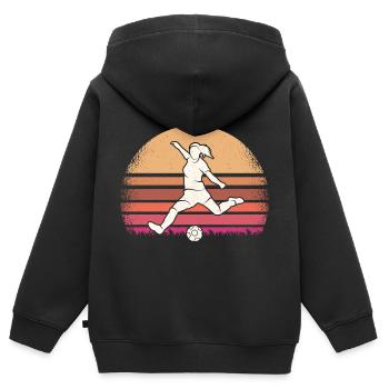 Fußballer Fußballspieler Frauen Fußball - Kinder Premium Organic Zip Hoodie - Schwarz - Hinten - AI Model Kid Male (0cm)
