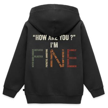 Wie geht es dir? Es geht mir gut - Kinder Premium Organic Zip Hoodie - Schwarz - Hinten - AI Model Kid Male (0cm)