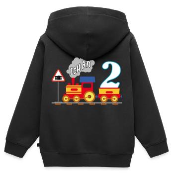 Endlich 2 Jahre zweiter Geburtstag - Kinder Premium Organic Zip Hoodie - Schwarz - Hinten - AI Model Kid Male (0cm)