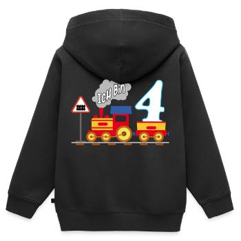 Endlich 4 Jahre vierter Geburtstag - Kinder Premium Organic Zip Hoodie - Schwarz - Hinten - AI Model Kid Male (0cm)