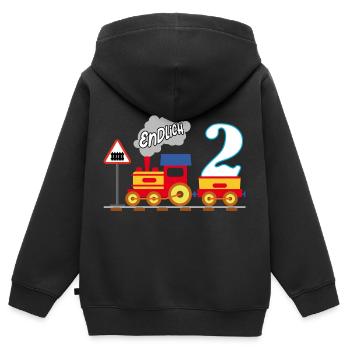 Endlich 2 Jahre zweiter Geburtstag - Kinder Premium Organic Zip Hoodie - Schwarz - Hinten - AI Model Kid Male (0cm)