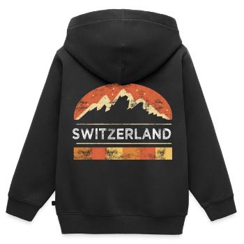 Schweiz Berge Urlaub Heimatland - Kinder Premium Organic Zip Hoodie - Schwarz - Hinten - AI Model Kid Male (0cm)