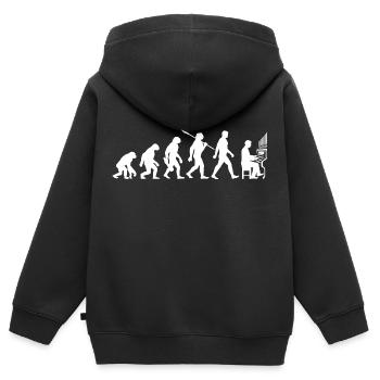 Evolution - Organiste - Orgue - Tuyaux d’orgue - Sweat Premium à capuche zippé enfant bio - noir - Dos - AI Model Kid Male (0cm)