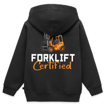 Gabelstapler-zertifiziert - Kinder Premium Organic Zip Hoodie - Schwarz - Hinten - AI Model Kid Male (0cm)